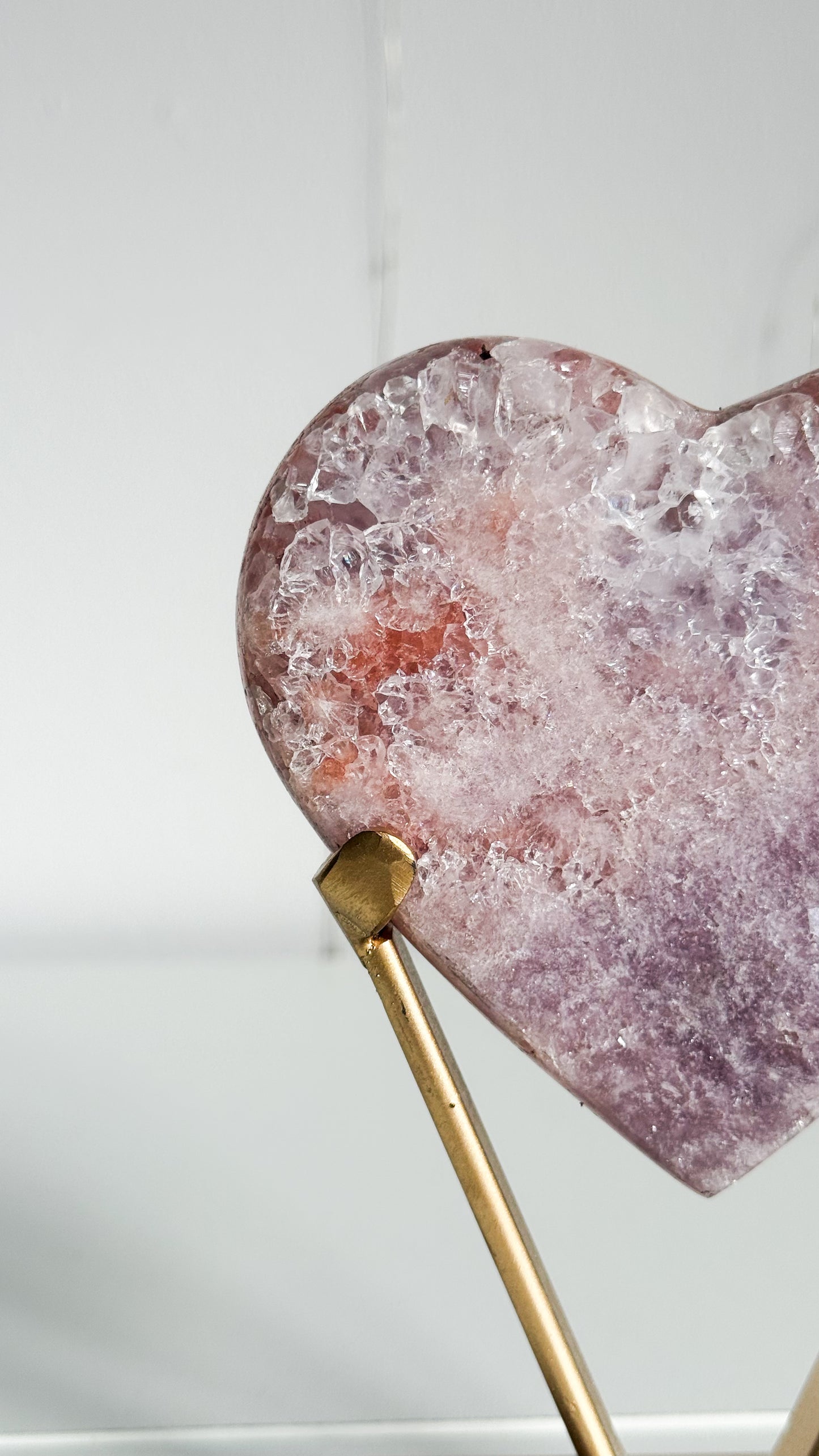 Pink Amethyst Heart & Gold Stand