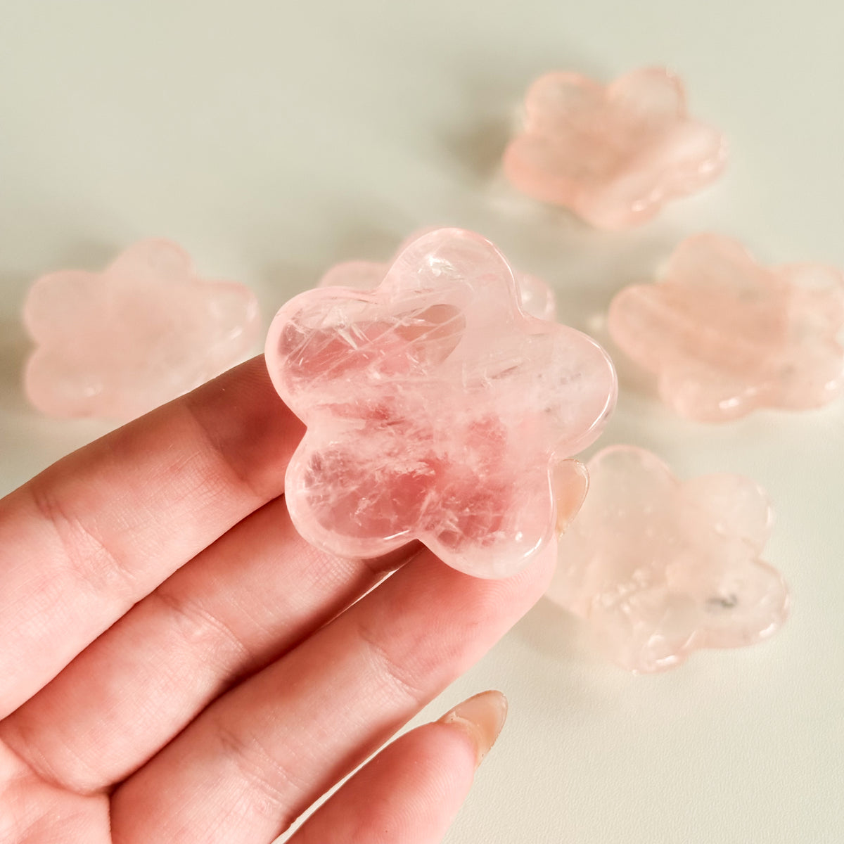 Rose Quartz Flower Worry Stone
