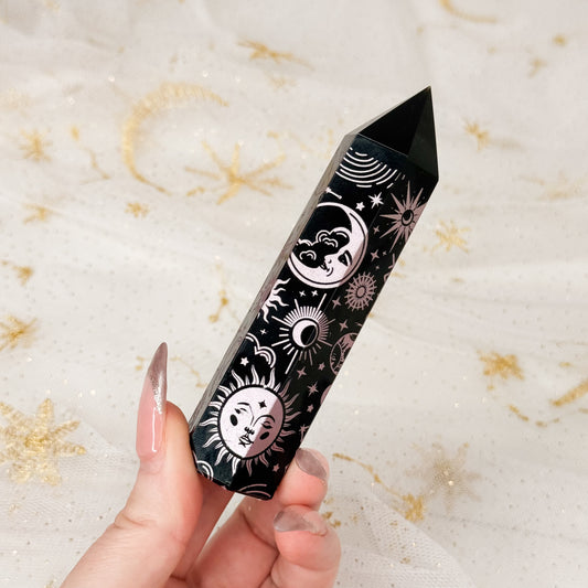 Black Obsidian Tower — Celestial Etched Edition