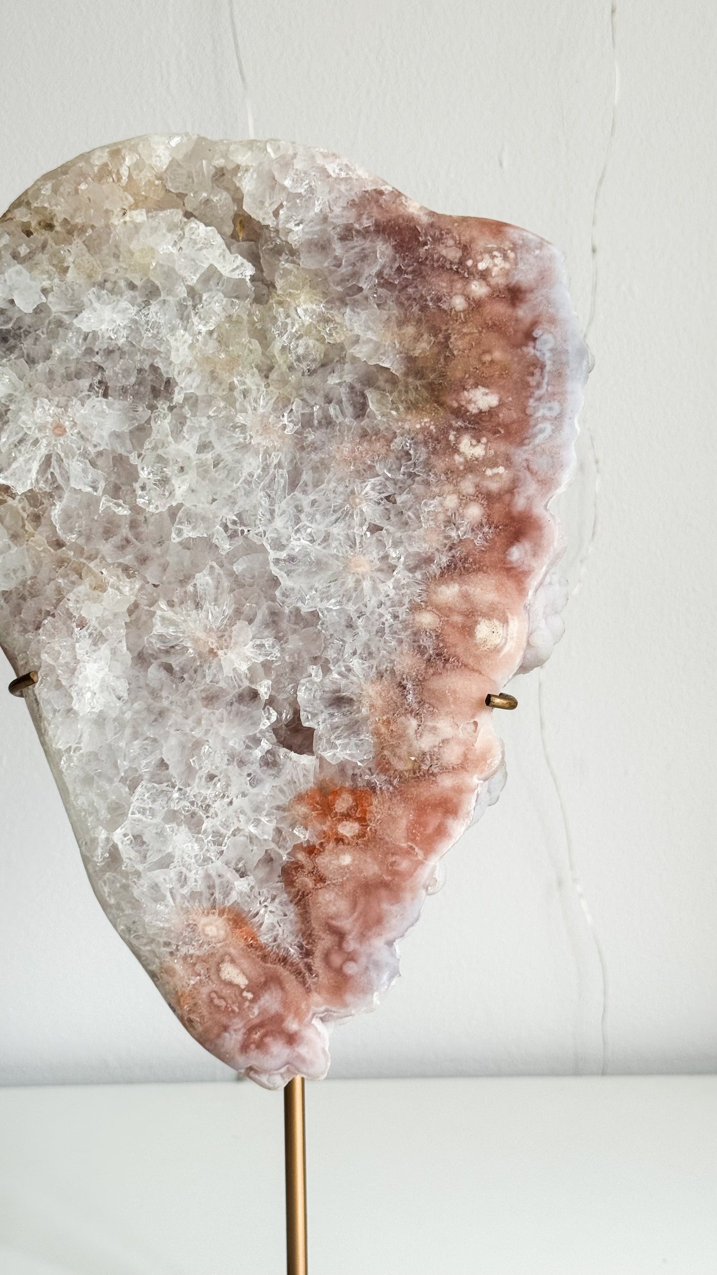 Pink Amethyst Slab & Gold Stand