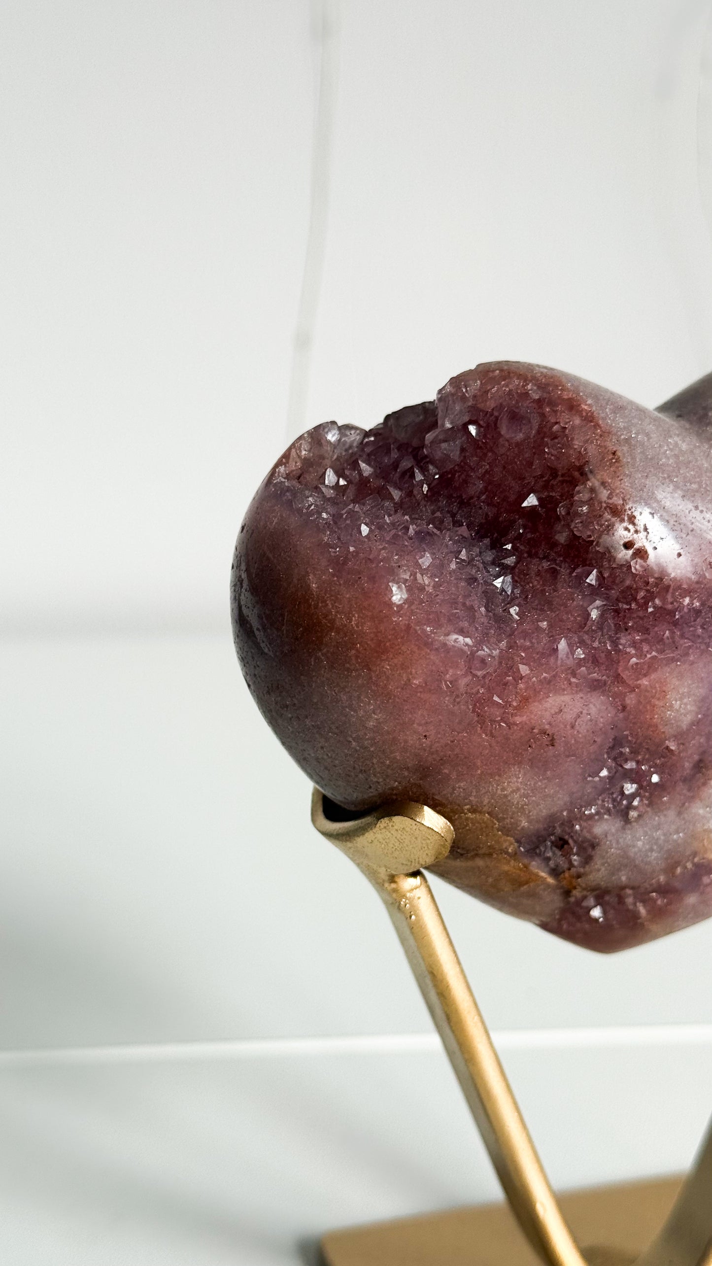 Pink Amethyst Heart & Gold Stand
