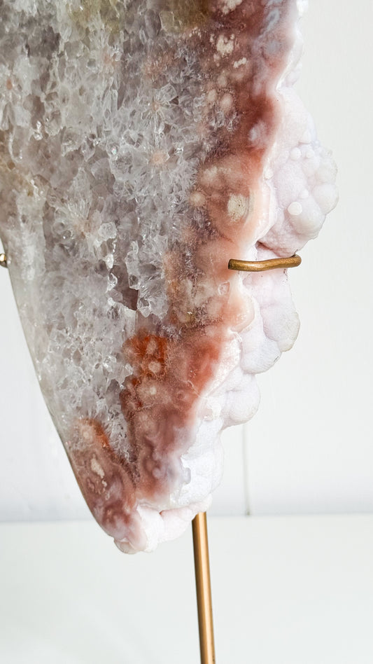 Pink Amethyst Slab & Gold Stand