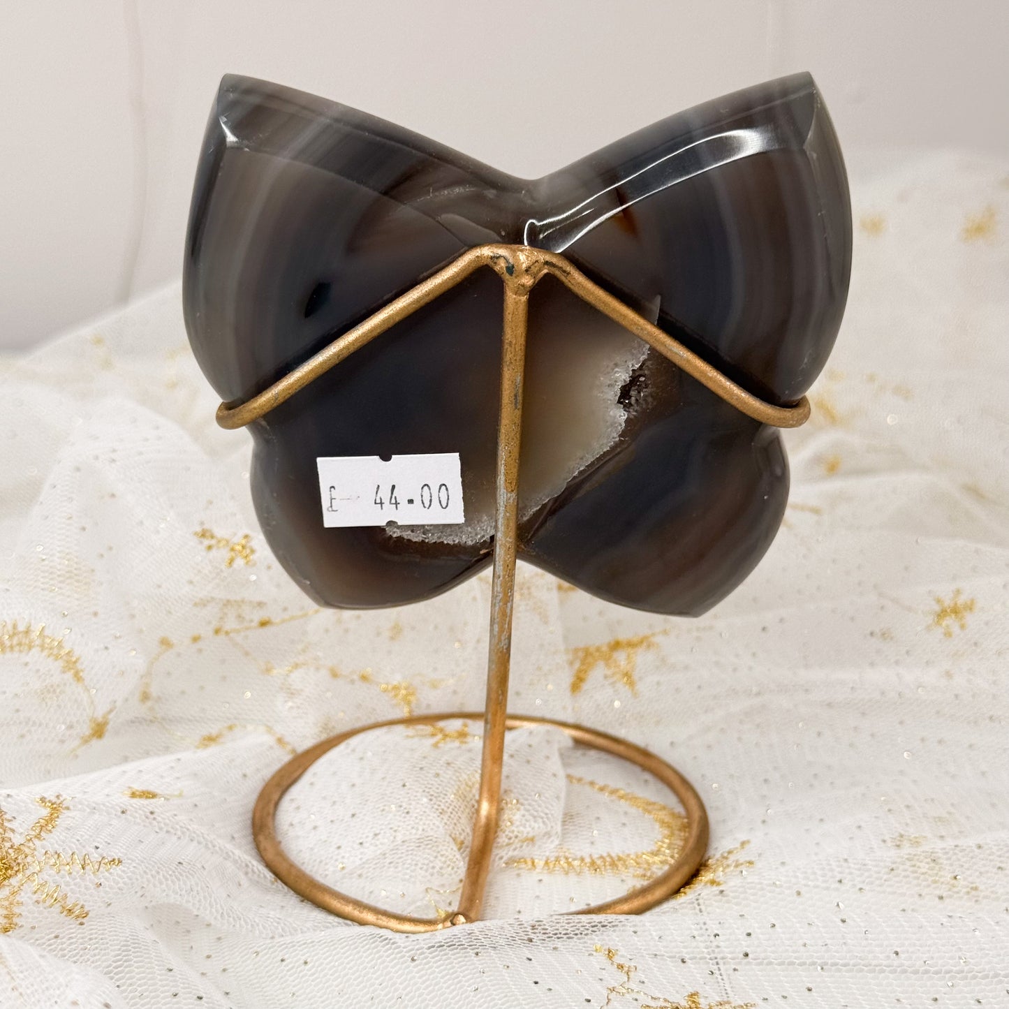 Brazilian Agate Butterfly & Gold Stand