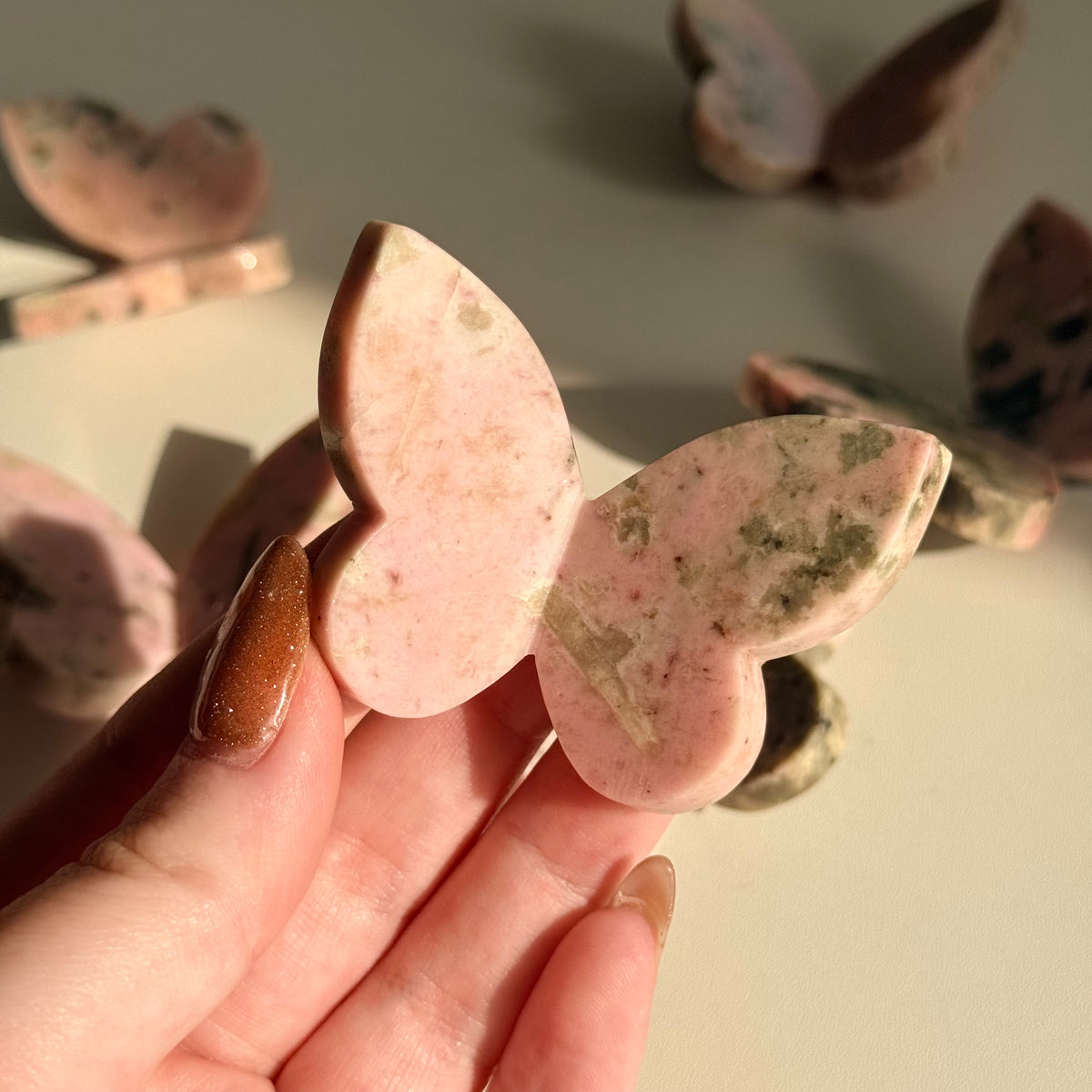 Pink Thulite & Epidote 3D Butterfly