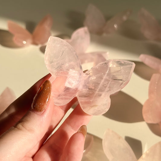 Rose Quartz 3D Butterfly