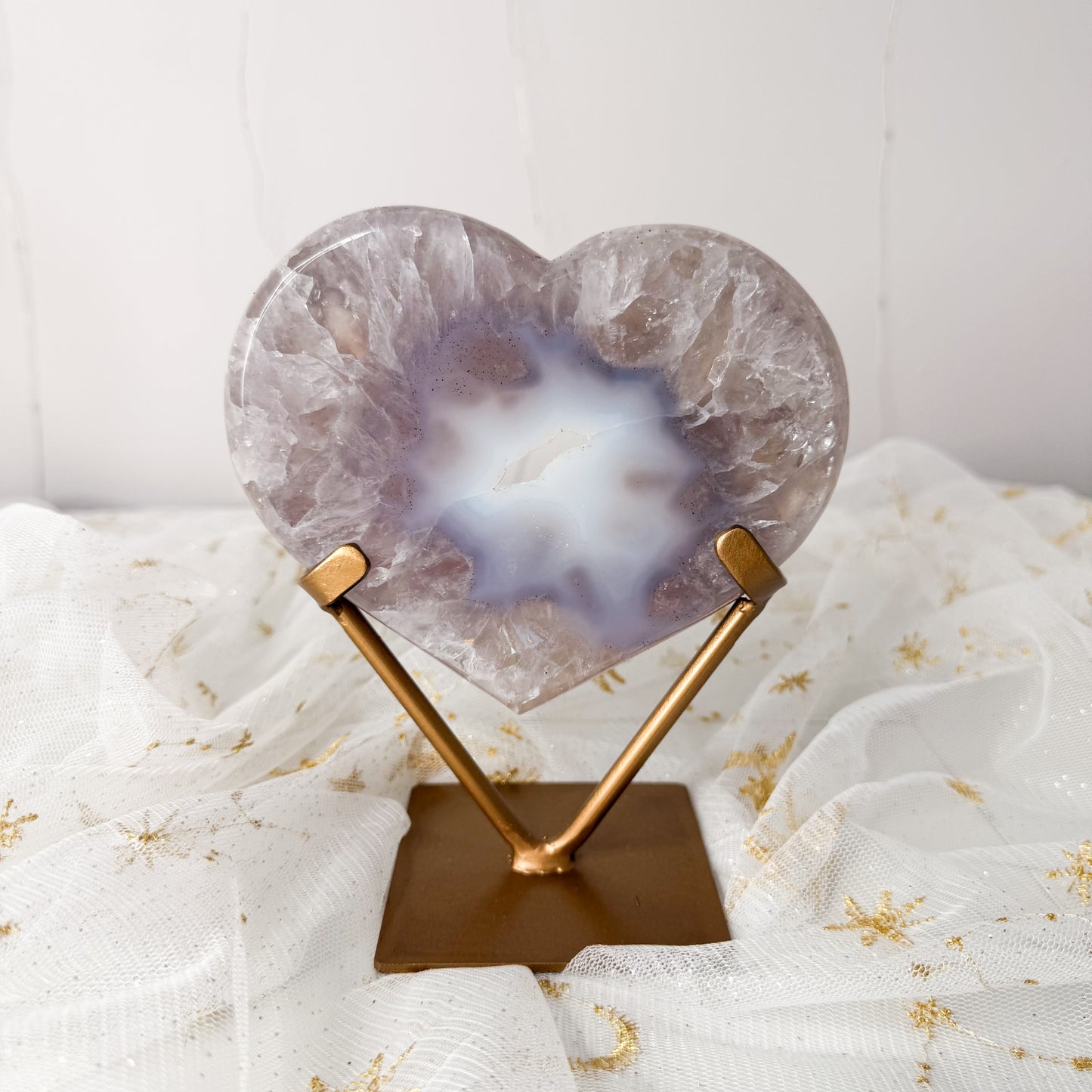 Sugar Druzy Agate Heart & Custom Stand