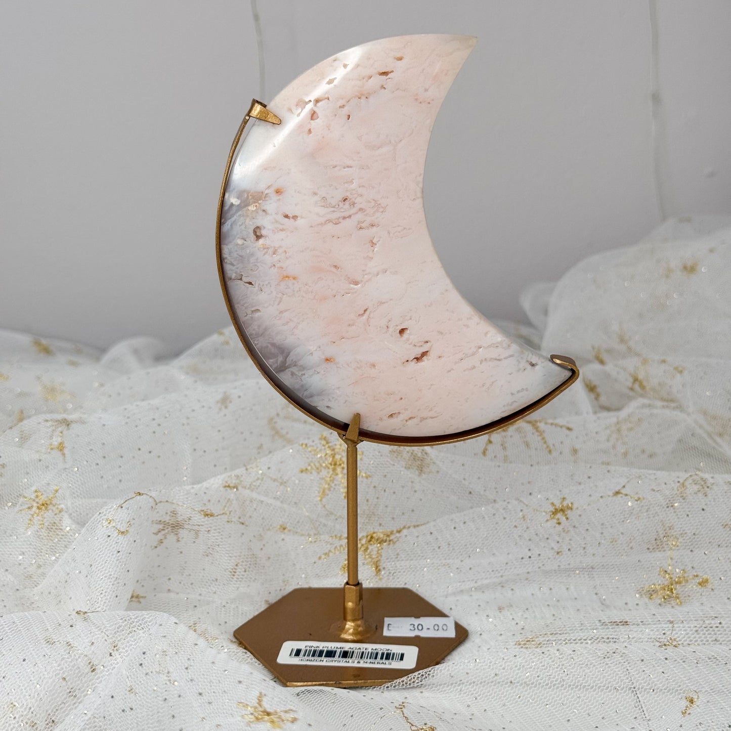Pink & Lilac - Pastel Plume Agate Moon