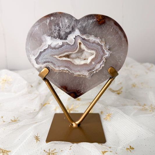 Sugar Druzy Agate Heart & Custom Stand