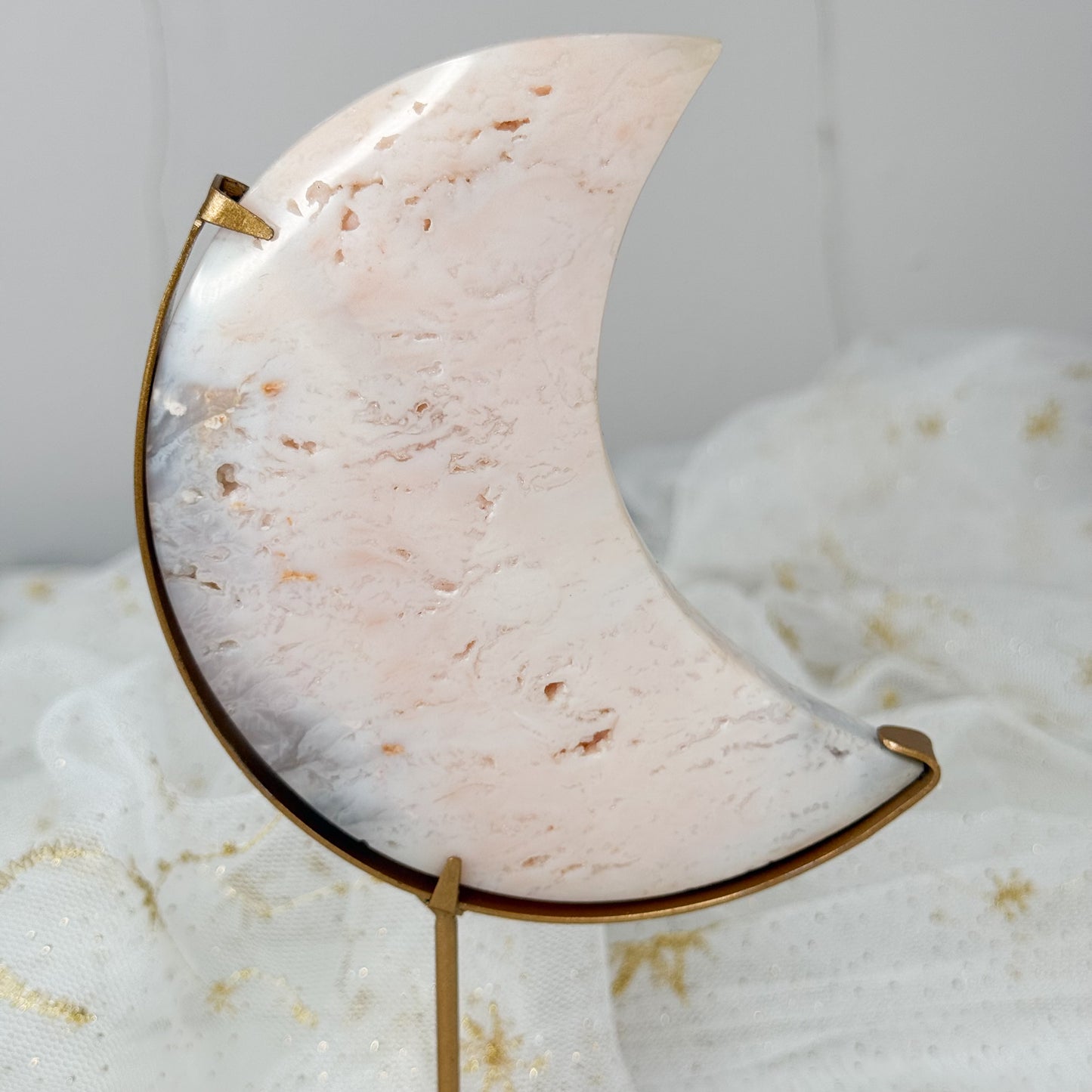 Pink & Lilac - Pastel Plume Agate Moon