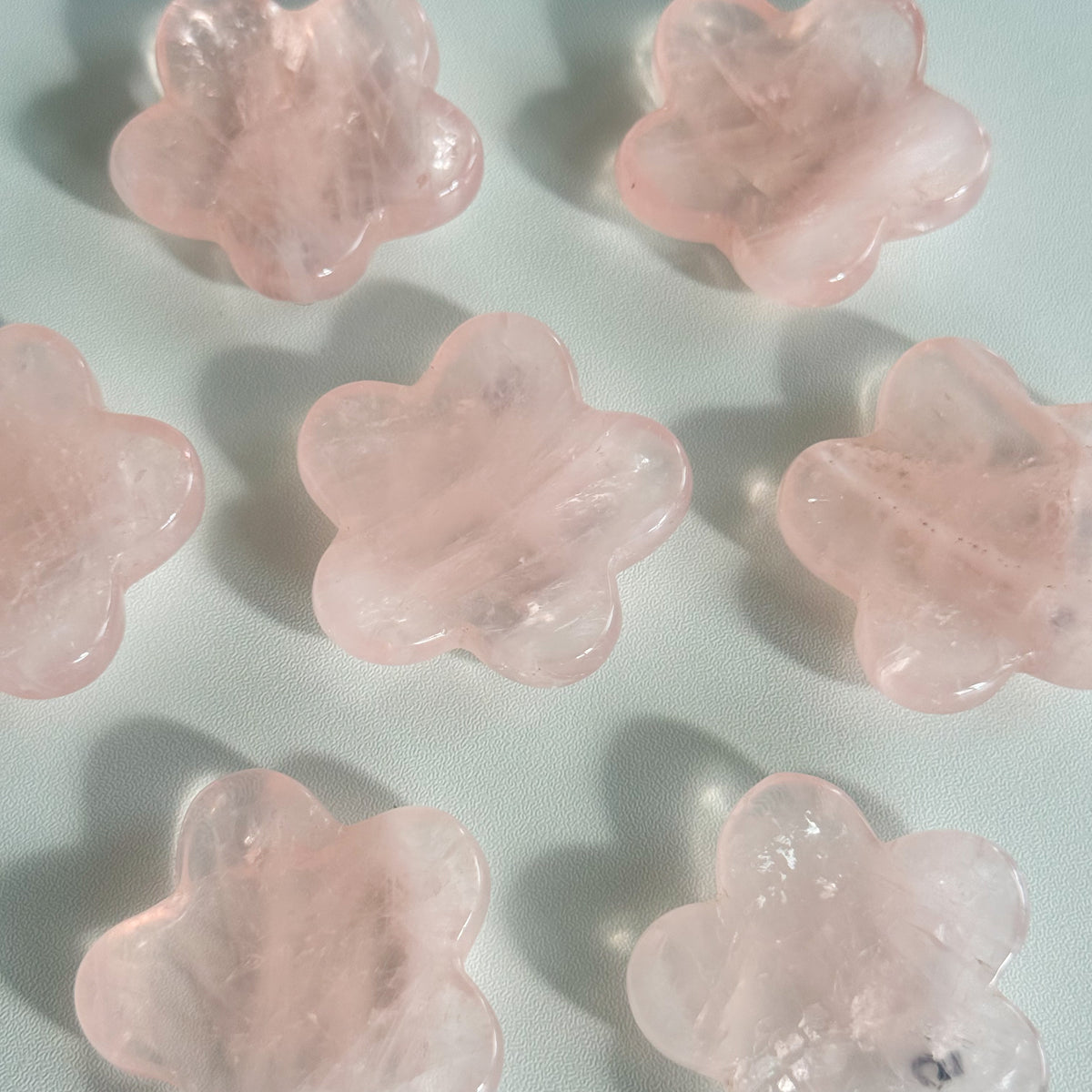Rose Quartz Flower Worry Stone