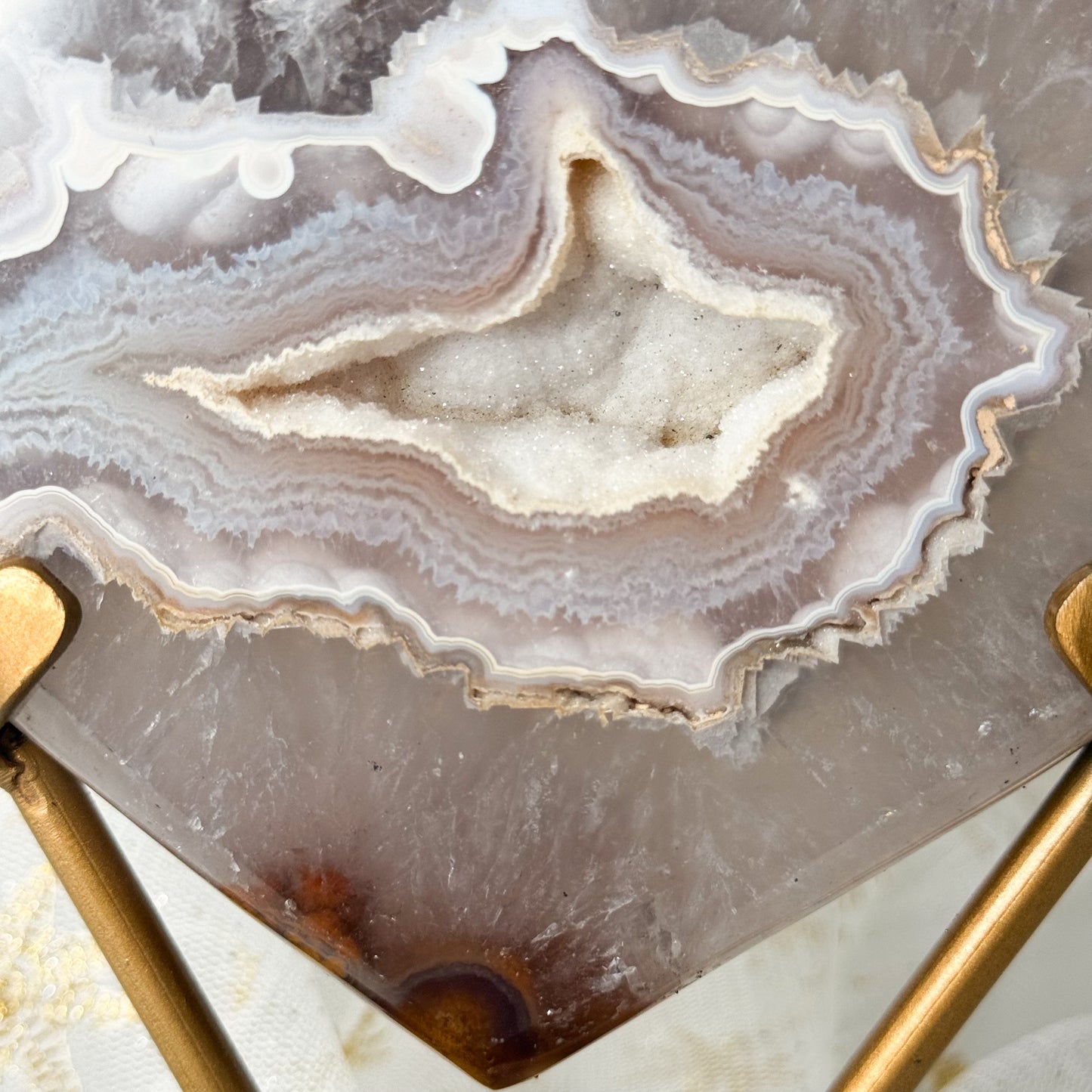 Sugar Druzy Agate Heart & Custom Stand