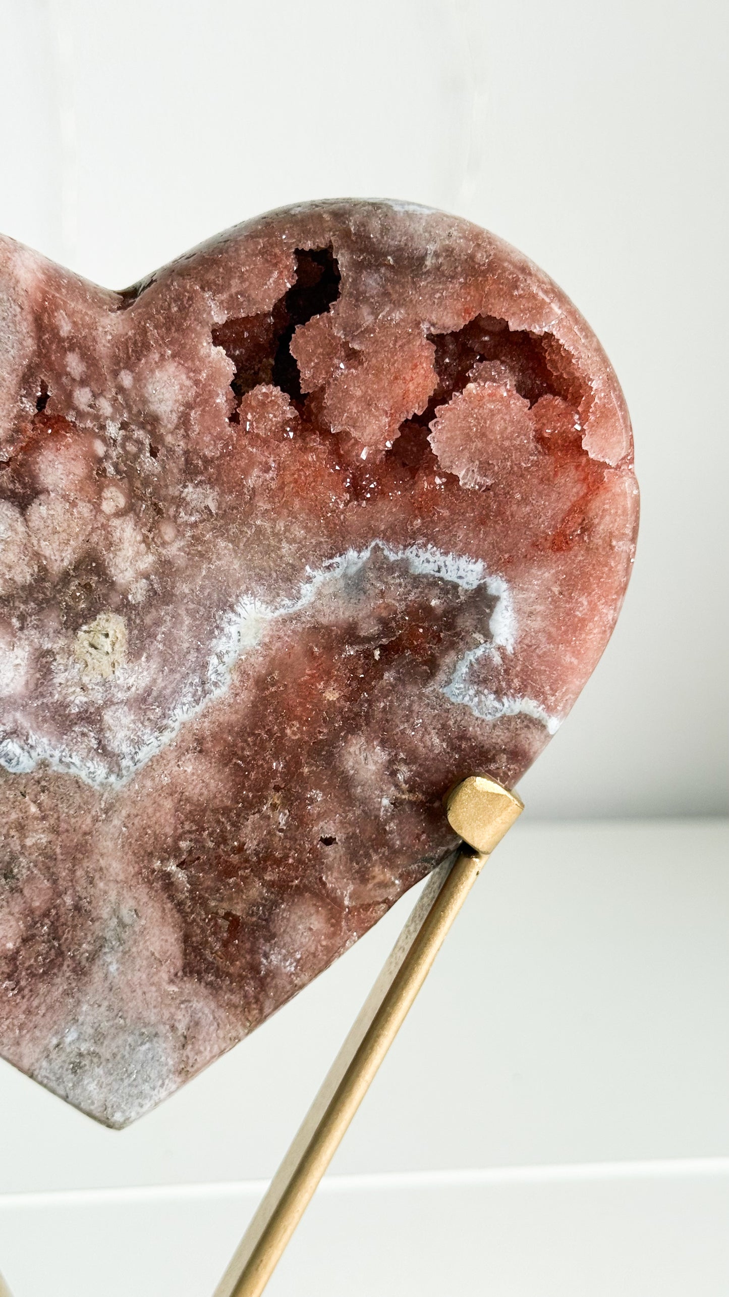 Pink Amethyst Heart & Gold Stand