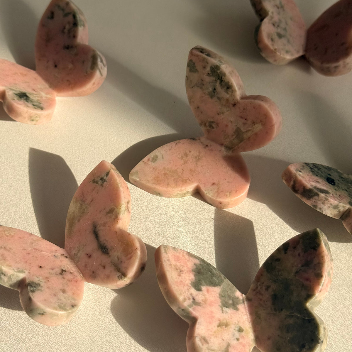 Pink Thulite & Epidote 3D Butterfly