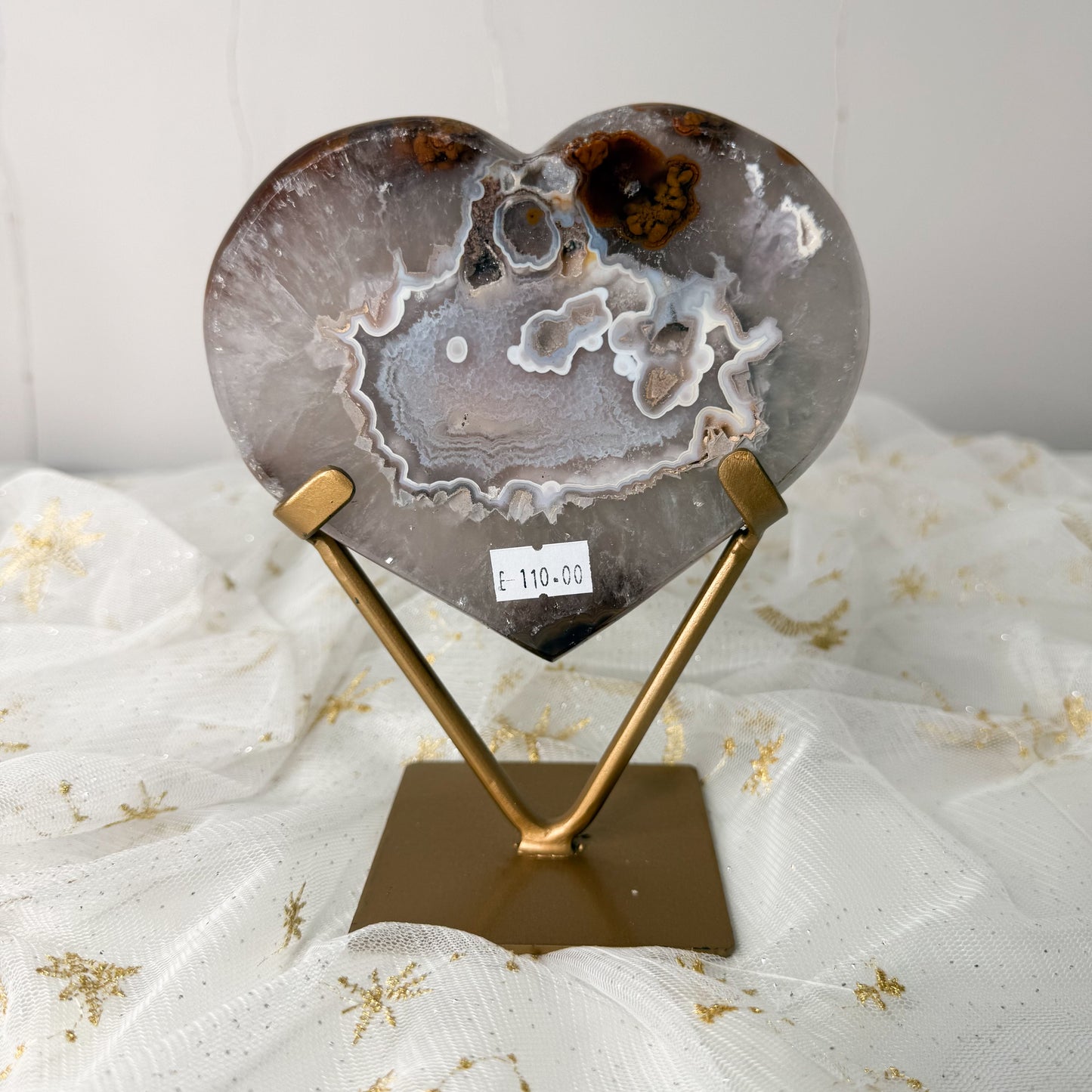 Sugar Druzy Agate Heart & Custom Stand