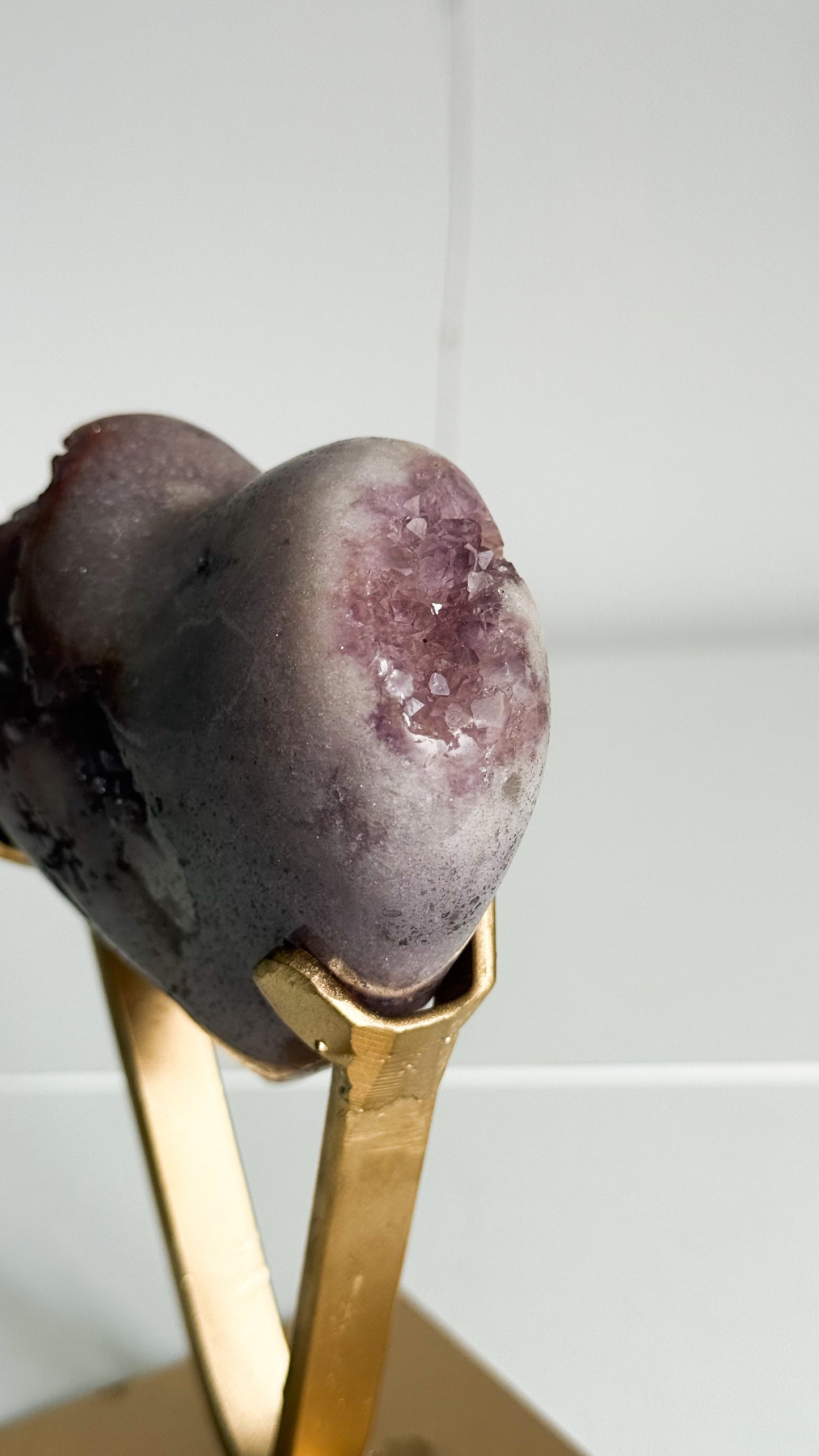 Pink Amethyst Heart & Gold Stand
