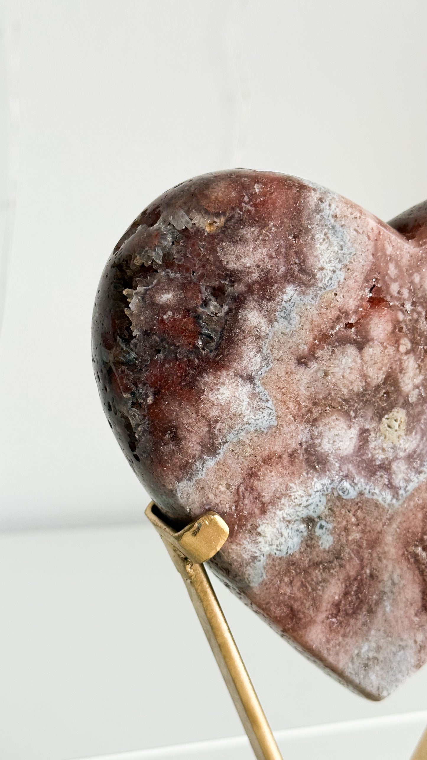 Pink Amethyst Heart & Gold Stand