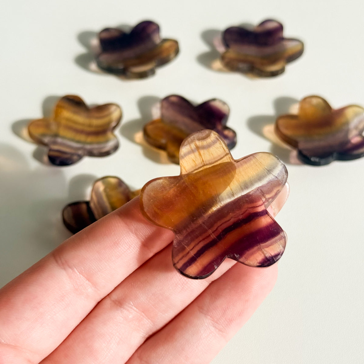 Fluorite Flower Worry Stone