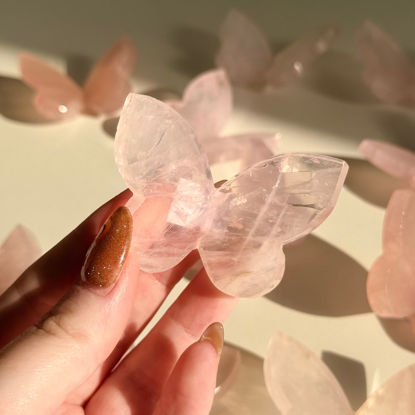 Rose Quartz 3D Butterfly