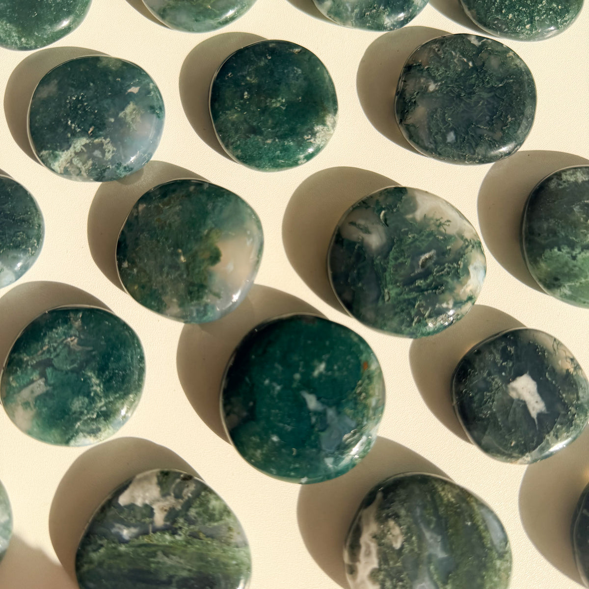 Moss Agate Flat Stone