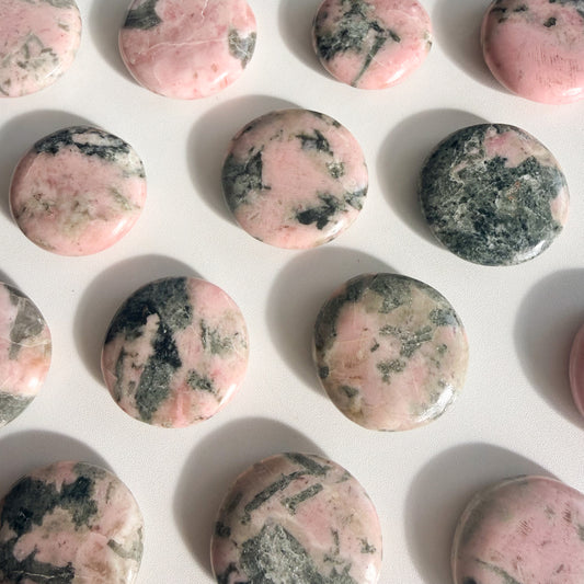 Pink Thulite & Epidote Flat Stone