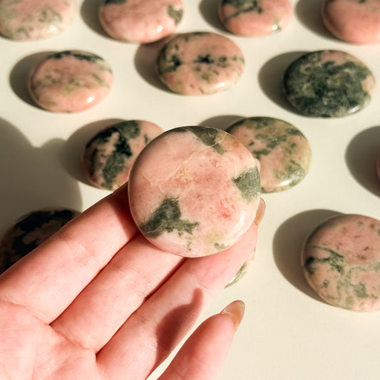 Pink Thulite & Epidote Flat Stone