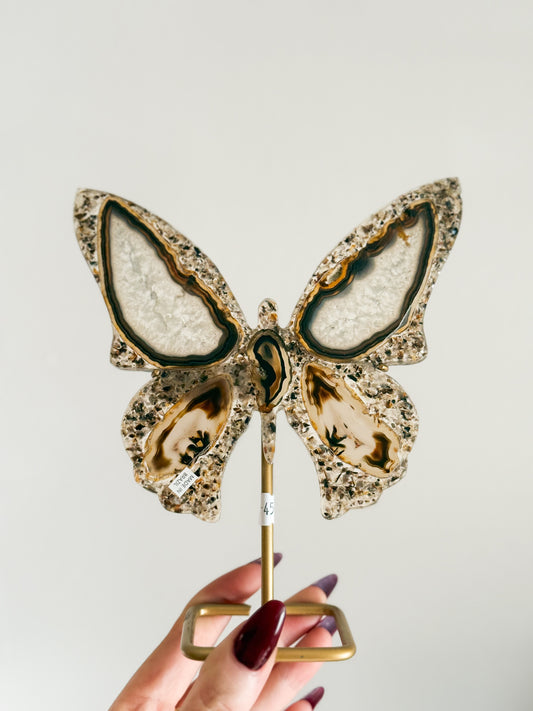 Butterfly & Stand - Agate & Resin