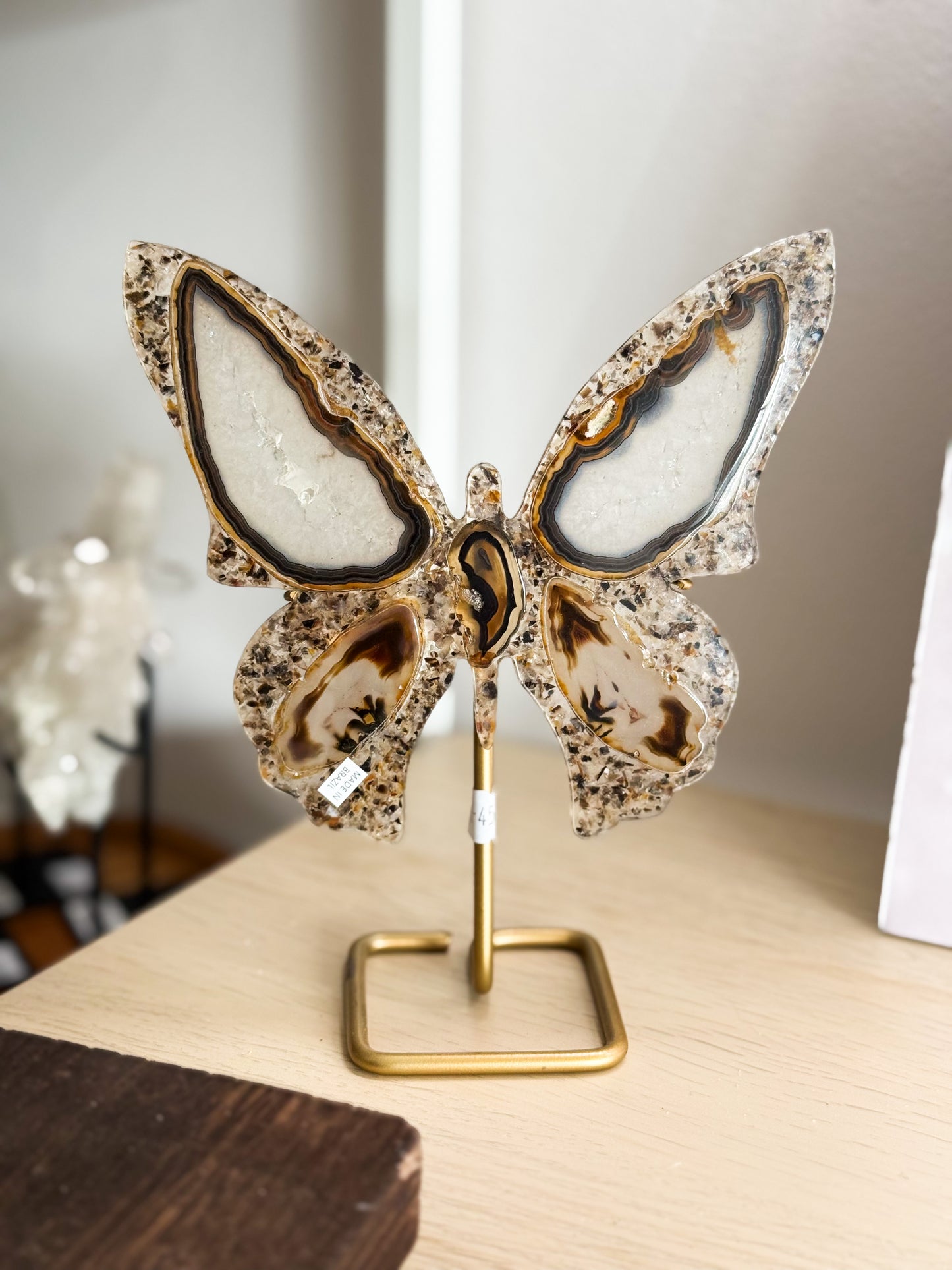 Butterfly & Stand - Agate & Resin