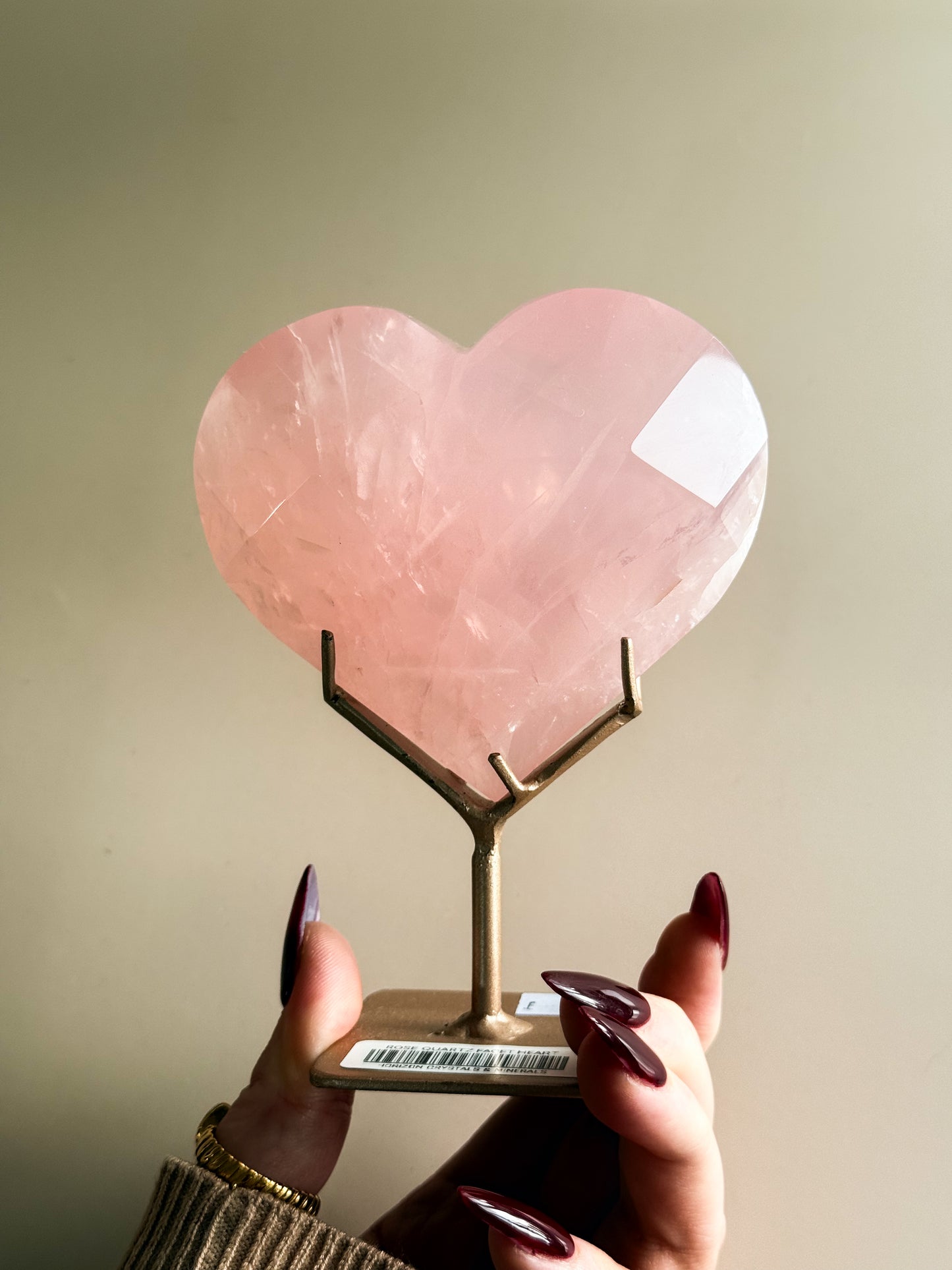 Faceted Rose Quartz Heart & Stand
