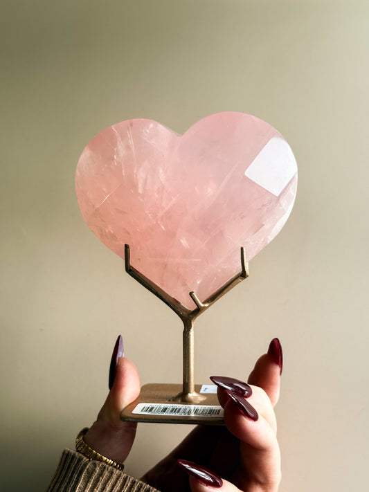 Faceted Rose Quartz Heart & Stand