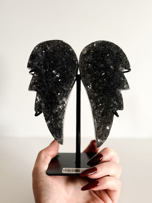 Black Amethyst Angel Wings