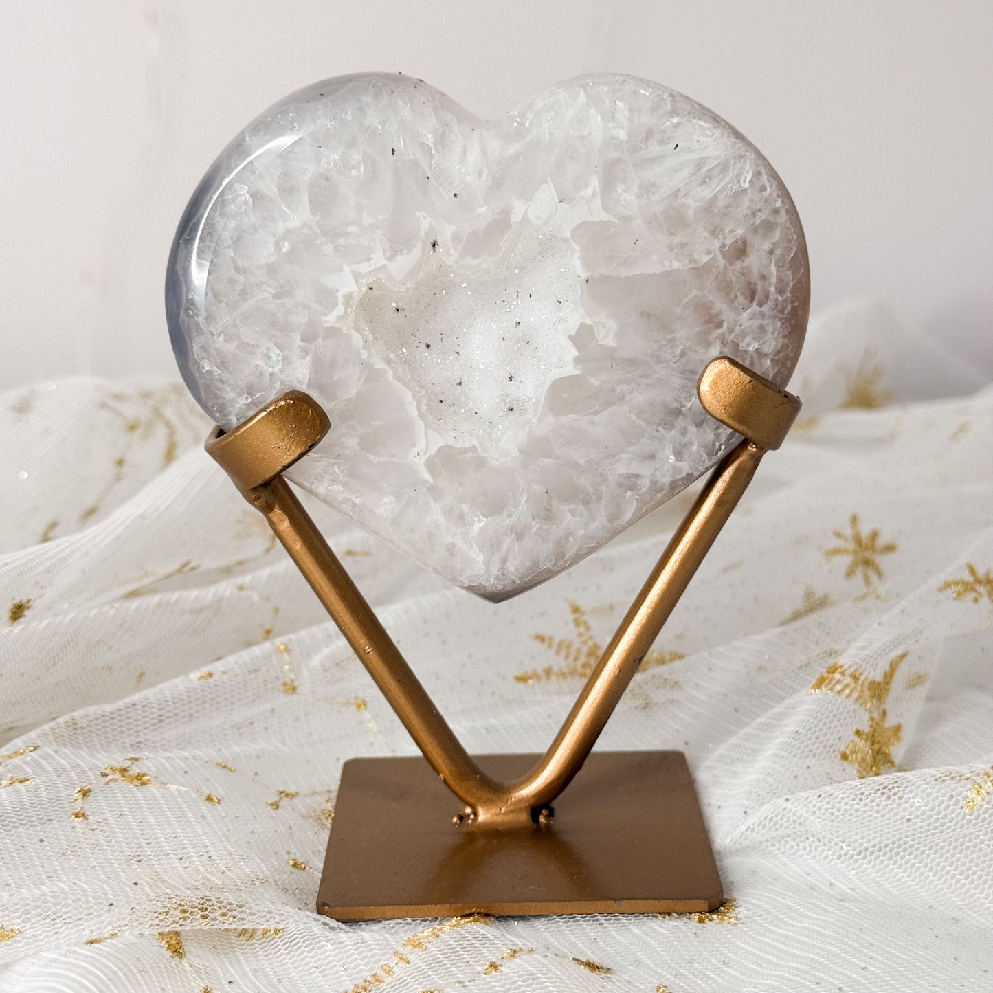 Sugar Druzy Agate Heart & Custom Stand