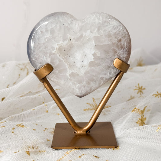Sugar Druzy Agate Heart & Custom Stand