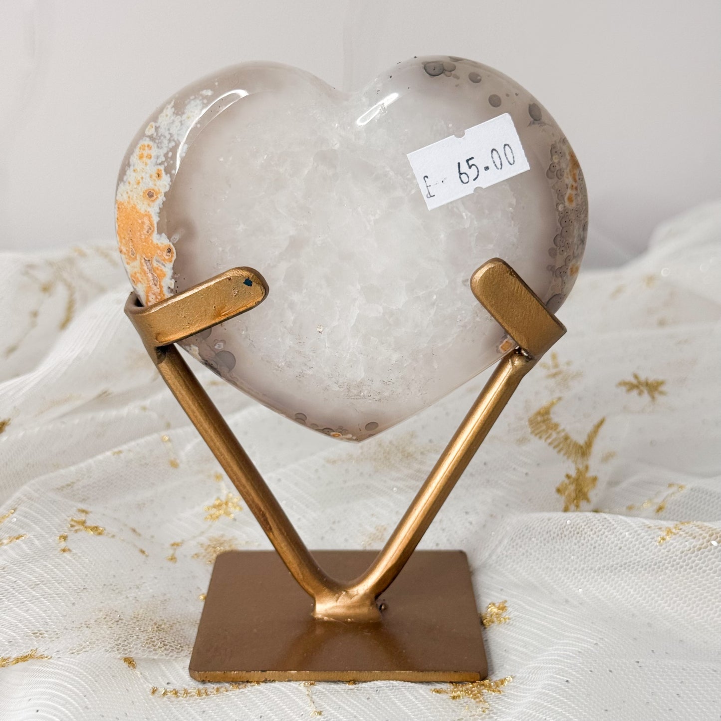 Sugar Druzy Agate Heart & Custom Stand