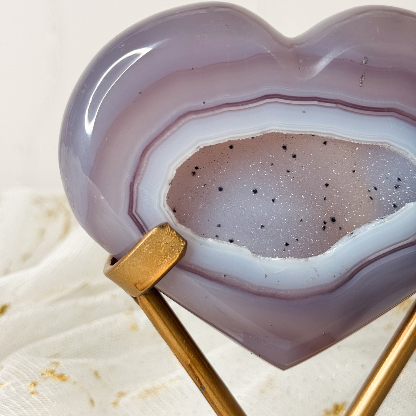 Sugar Druzy Agate Heart & Custom Stand