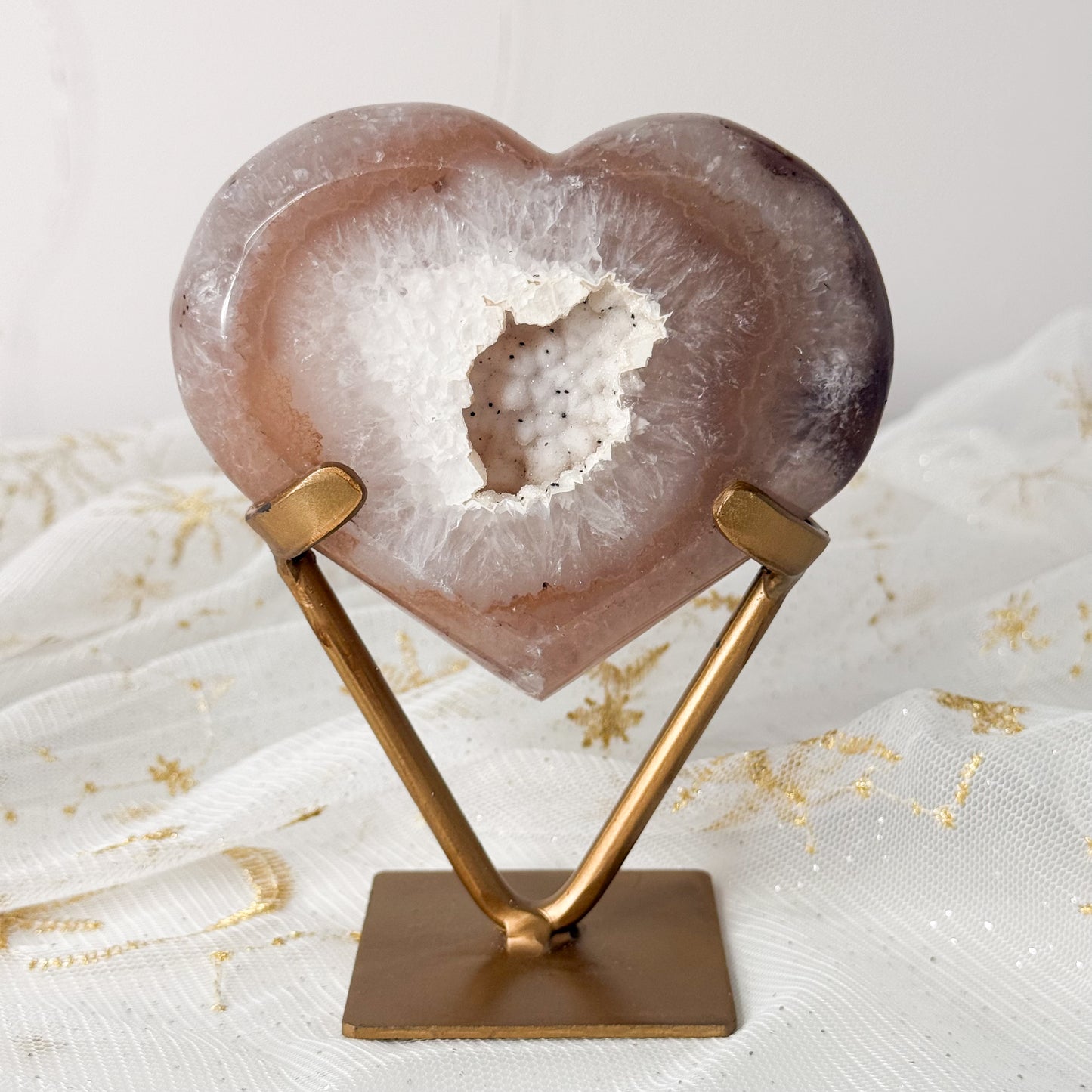 Sugar Druzy Agate Heart & Custom Stand