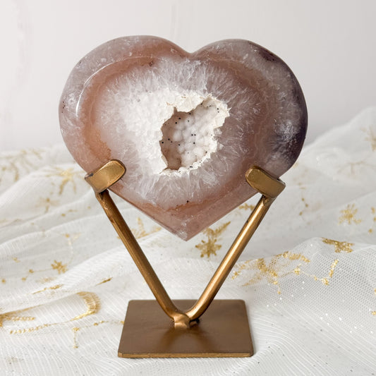 Sugar Druzy Agate Heart & Custom Stand