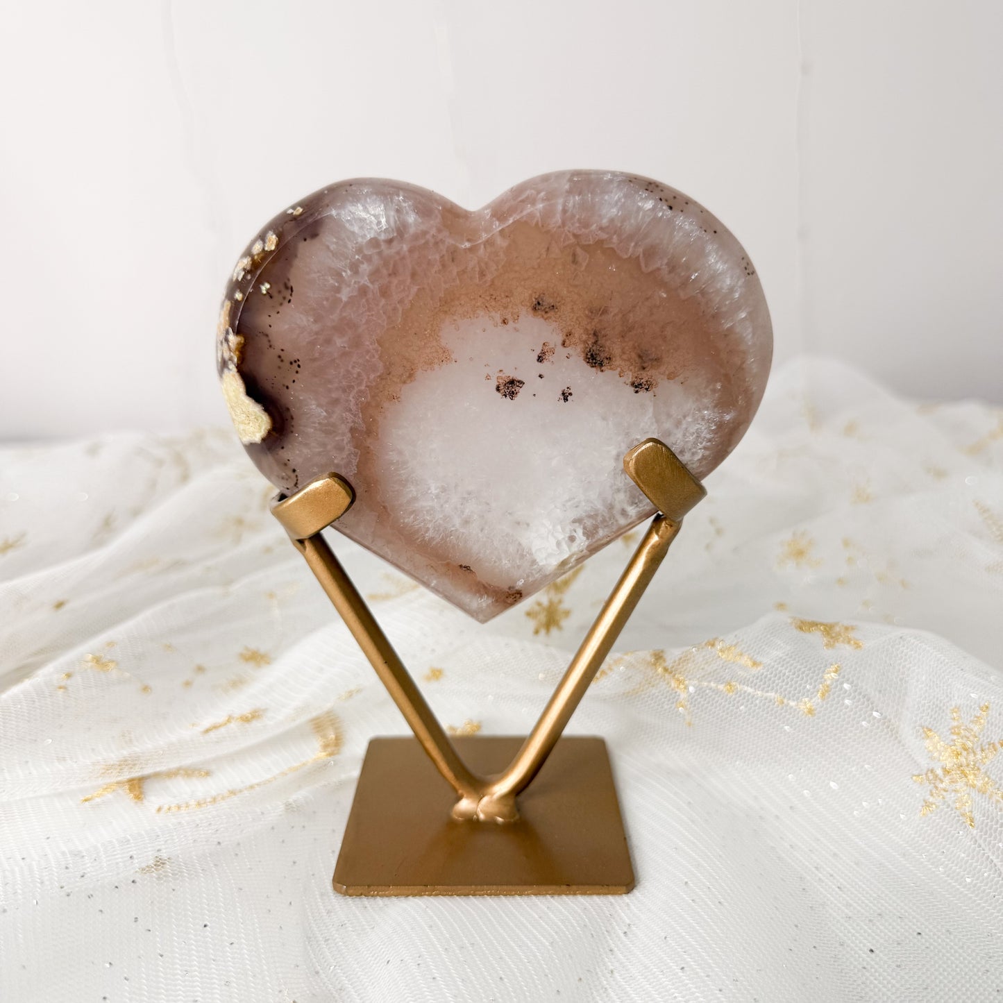 Sugar Druzy Agate Heart & Custom Stand