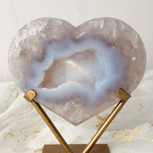 Sugar Druzy Agate Heart & Custom Stand