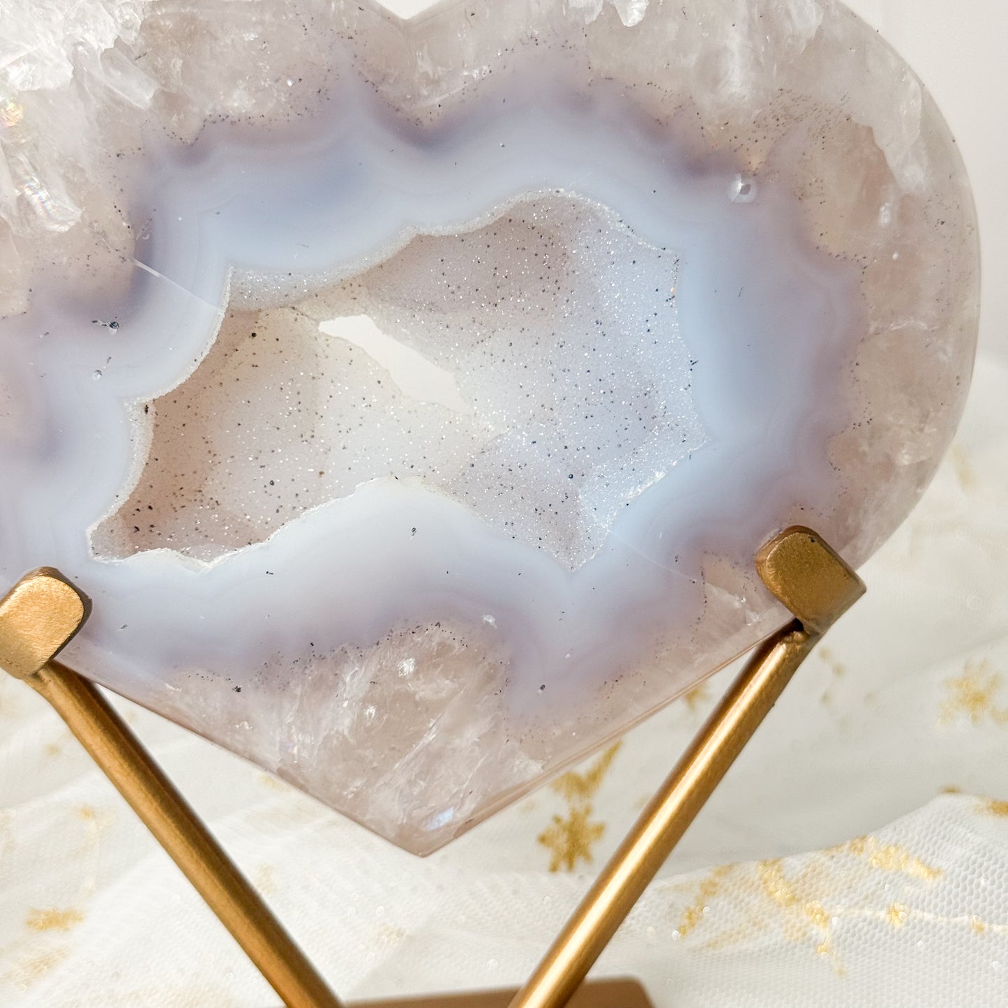 Sugar Druzy Agate Heart & Custom Stand