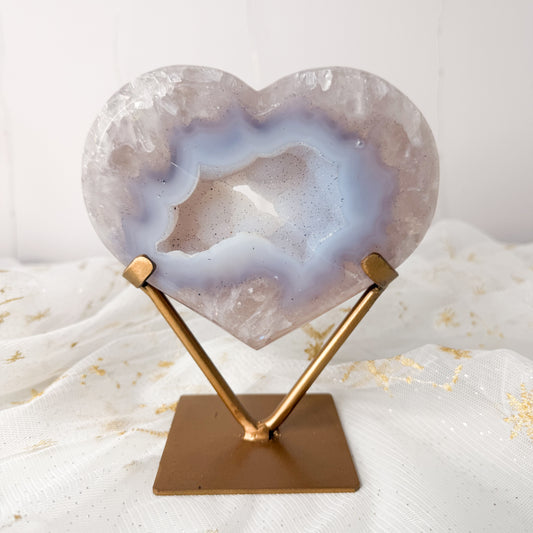 Sugar Druzy Agate Heart & Custom Stand